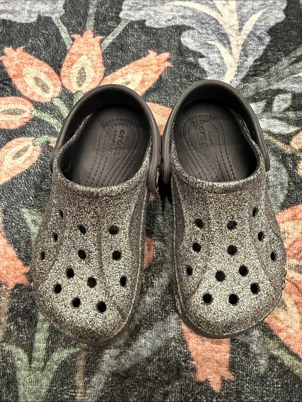 CROCS Kids Glitter Clogs - Silver Glitter